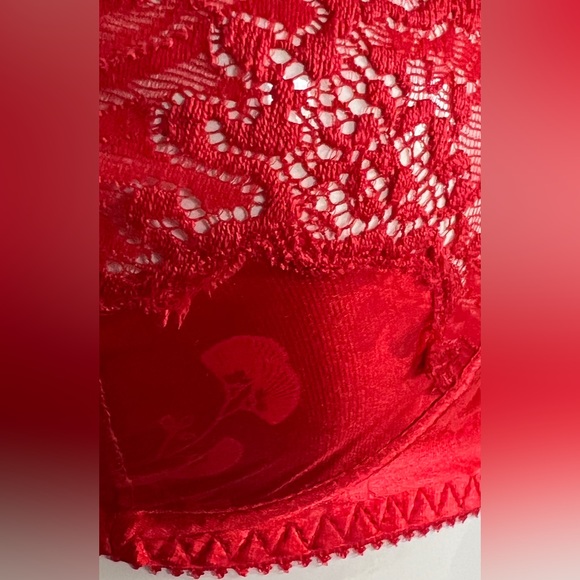 Vintage Lou from Paris, France, Satin & Lace Underwire Red Bra - Picture 7 of 12